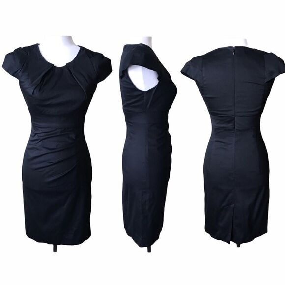 bebe BodyCon Capped Sleeve Black Sheath Dress - Picture 1 of 5